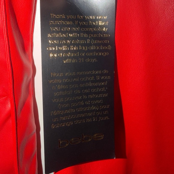 Bebe faux leather Vibrant Red Asymmetrical Dress - Picture 2 of 6